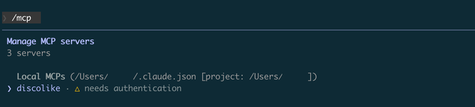 DiscoLike MCP needs authentication
