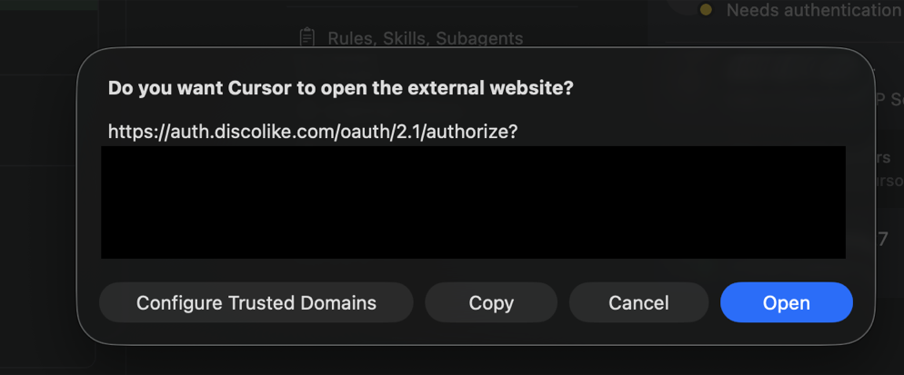 Open external website dialog